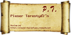 Pleser Terestyén névjegykártya
